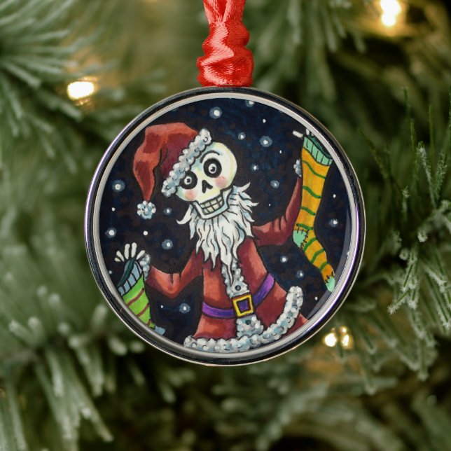 JINGLE BONES SANTA, URLAUB SKELETON & STRUMPFS ORNAMENT AUS METALL (Baum)