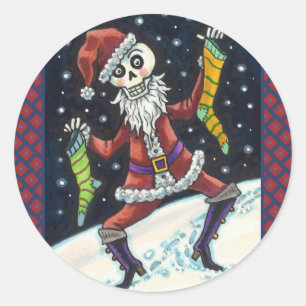 JINGLE BONES SANTA, URLAUB SKELETON & STRUMPFS RUNDER AUFKLEBER