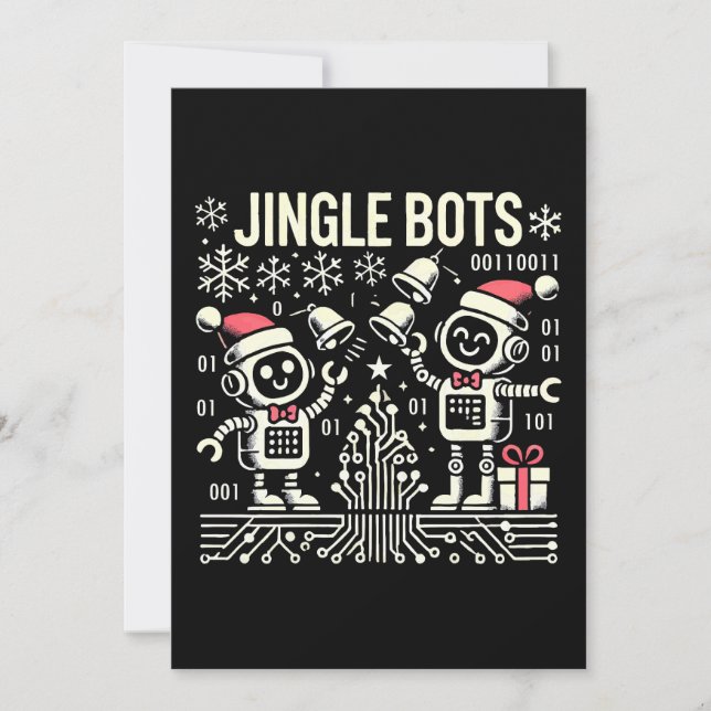 Jingle Bots Festive Holiday Roboter mit Weihnachts Einladung (Vorderseite)