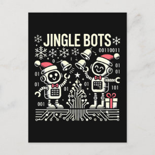 Jingle Bots Festive Holiday Roboter mit Weihnachts Postkarte