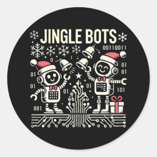 Jingle Bots Festive Holiday Roboter mit Weihnachts Runder Aufkleber