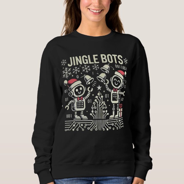 Jingle Bots Festive Holiday Roboter mit Weihnachts Sweatshirt (Vorderseite)