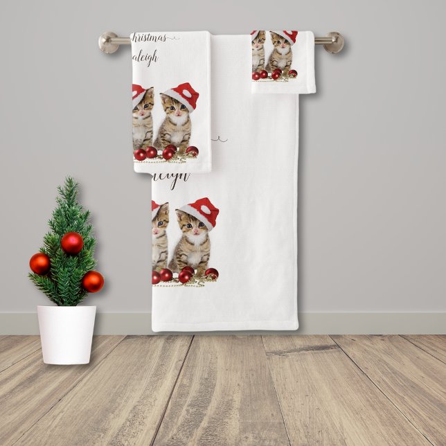 Jingle Cats Meowy Christmas Personalisiert Badhandtuch Set (Von Creator hochgeladen)