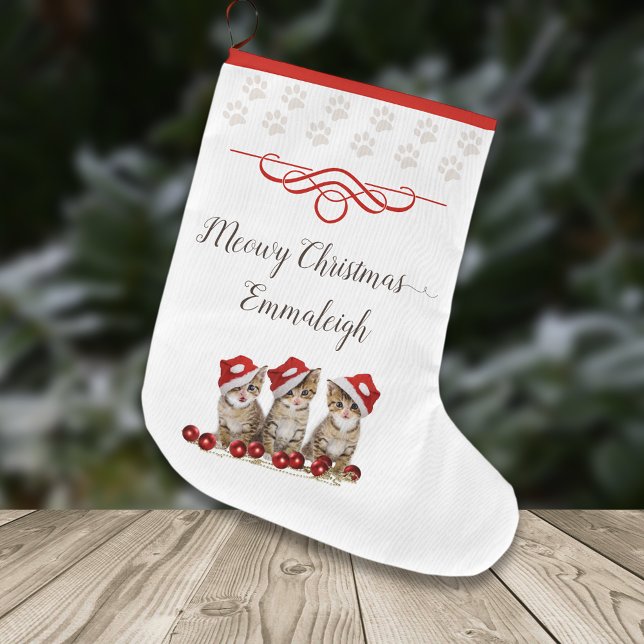Jingle Cats Meowy Christmas Personalisiert Großer Weihnachtsstrumpf (Von Creator hochgeladen)