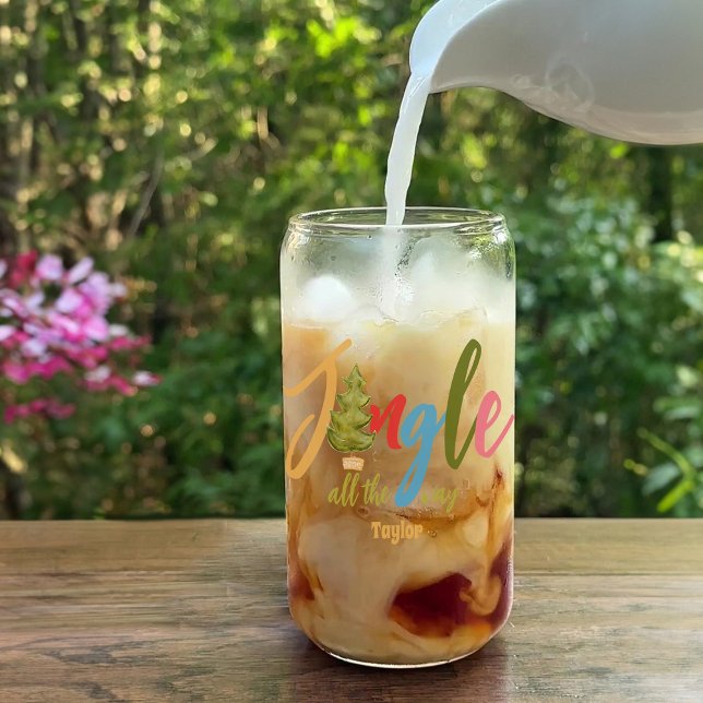 Jingle Christmas Tree farbenfrohe Typografie Name  Dosenglas (Von Creator hochgeladen)