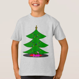 Jingle Claws Whimsical Christmas Tree & Train T-Shirt
