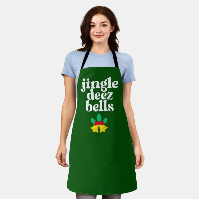 Jingle Deez Bells Funny Ugly Christmas Design Schürze (Getragen)