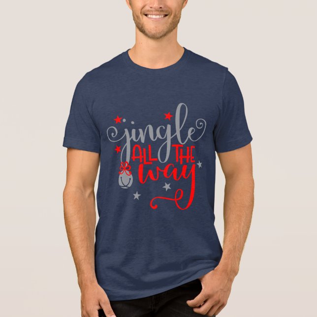 Jingle Den ganzen Weg Weihnachtsglocken Tri-Blend Shirt (Vorderseite)