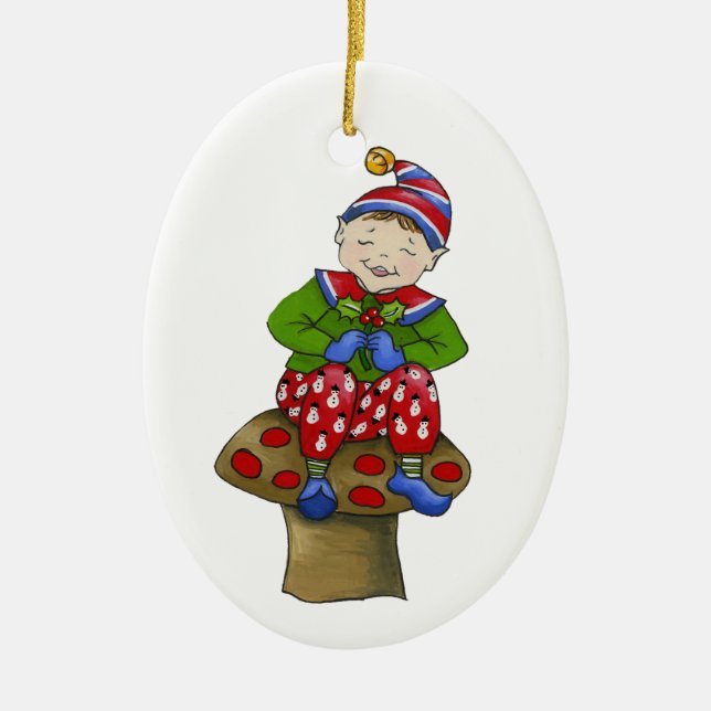 Jingle Elves "Petey" Keramikornament (Vorne)