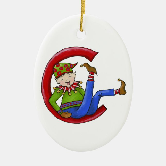 Jingle Elves "Sam" Keramikornament (Vorne)