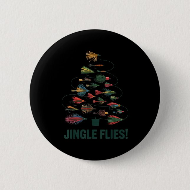 Jingle Flies Funny Fly Fishing Lure Christmas Paja Button (Vorderseite)