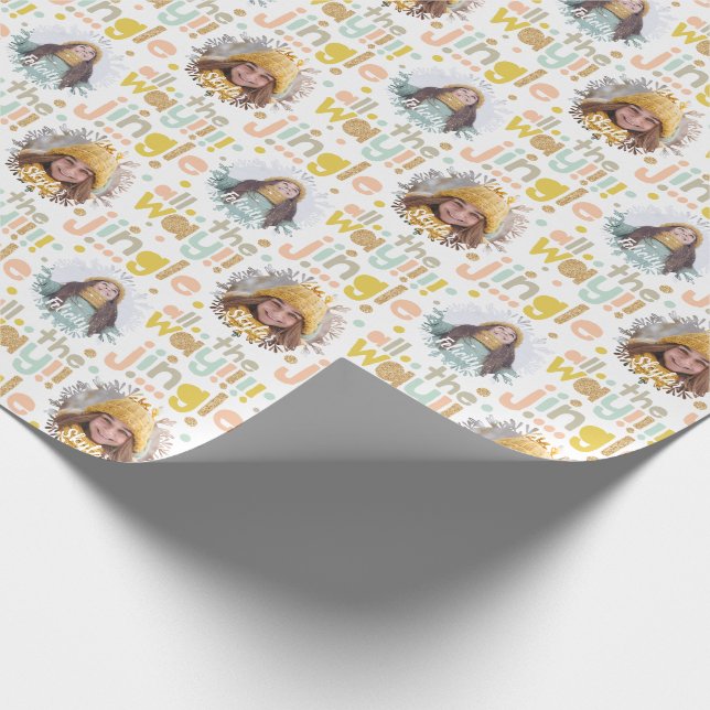 Jingle | Frohe Weihnachten 2 Fotos Geschenkpapier (Ecke)