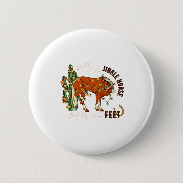 Jingle Funny Horse Ck Up Your Feet Cactus Western, Button (Vorderseite)