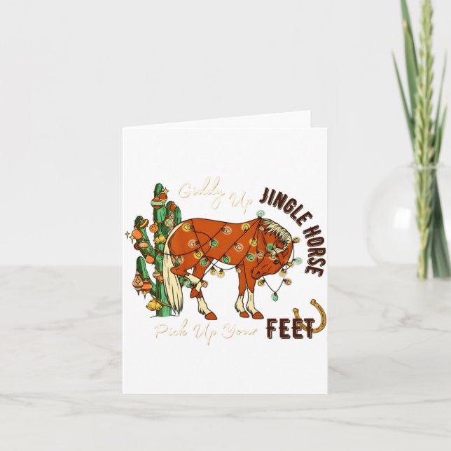 Jingle Funny Horse Ck Up Your Feet Cactus Western, Karte (Vorderseite)