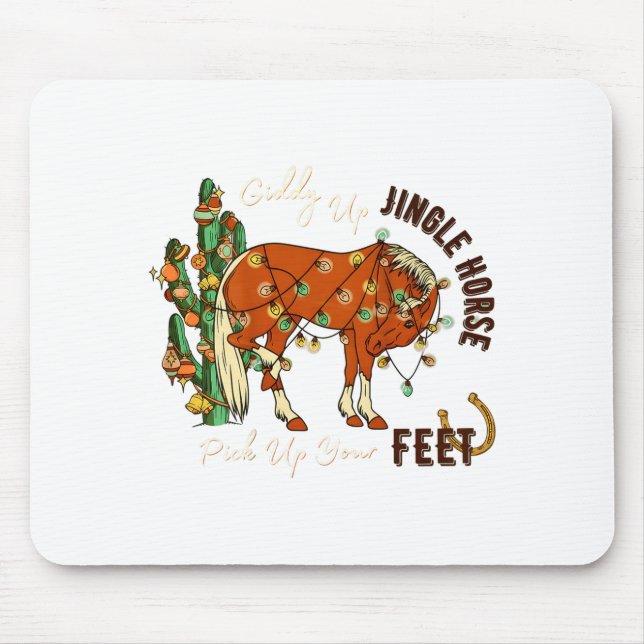 Jingle Funny Horse Ck Up Your Feet Cactus Western, Mousepad (Vorne)