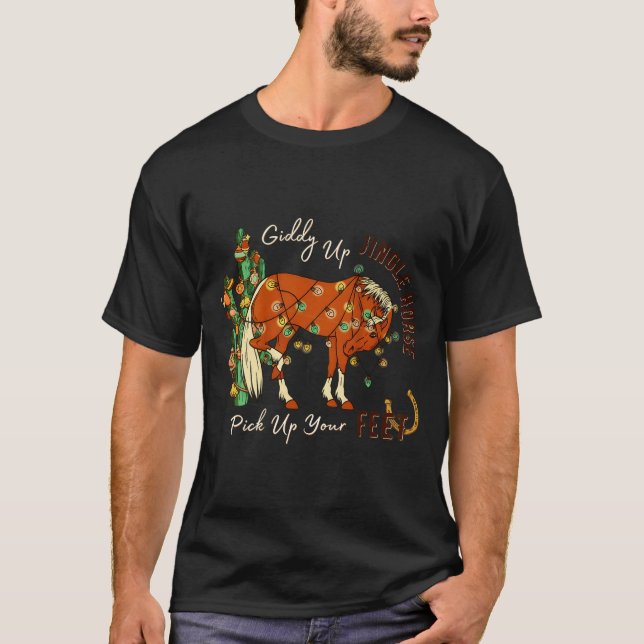 Jingle Funny Horse Ck Up Your Feet Cactus Western, T-Shirt (Vorderseite)