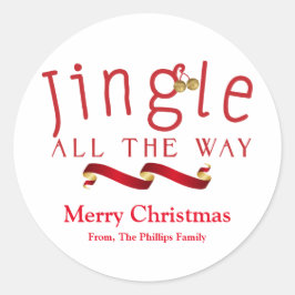 JINGLE GANZ AUF DEM WEG Weihnachtsfeiertag Bell St Runder Aufkleber
