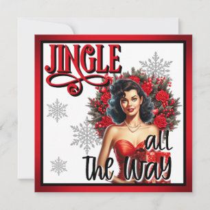 Jingle ganz Way Vintag Pinup Feiertagskarte