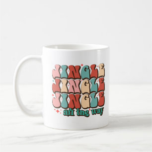 Jingle ganz weg Retro Groovy Weihnachtsfeiertage Kaffeetasse