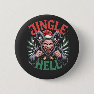Jingle Hell Christmas Krampus Evil Xmas Button