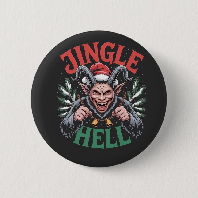 Jingle Hell Christmas Krampus Evil Xmas Button (Vorderseite)