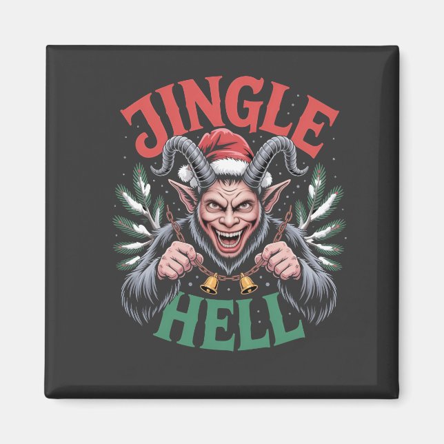 Jingle Hell Christmas Krampus Evil Xmas Magnet (Vorne)