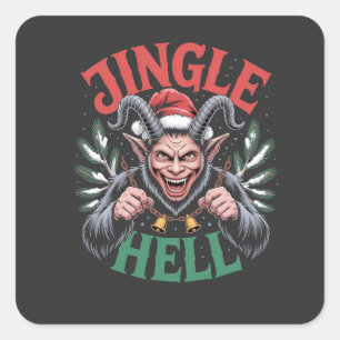 Jingle Hell Christmas Krampus Evil Xmas Quadratischer Aufkleber