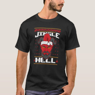 Jingle Hell Devil Hail Satan Santa Claus Rock Fan T-Shirt