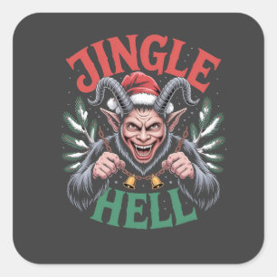 Jingle Hell Weihnachten Krampus Böse Xmas Quadratischer Aufkleber