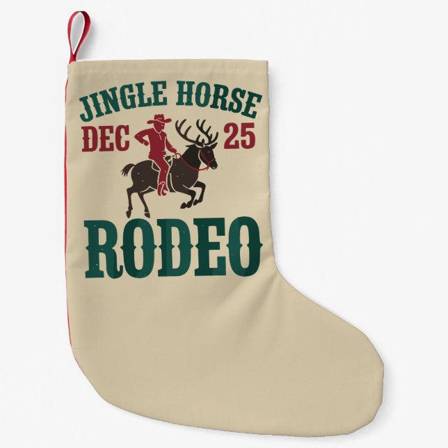 Jingle Horse Dec 25 Rodeo Cowboy Xmas Cowgirl Kleiner Weihnachtsstrumpf (Vorderseite)