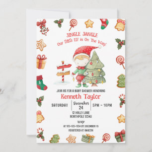 Jingle Jangle Little Elf, Christmas Baby Shower Einladung