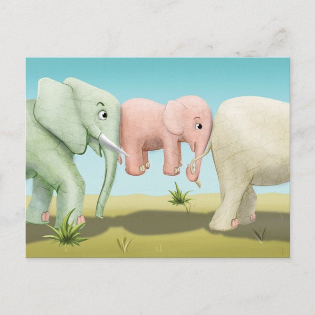 Jingle Jingle Little Gnome Elephants Postcard Postkarte (Vorderseite)