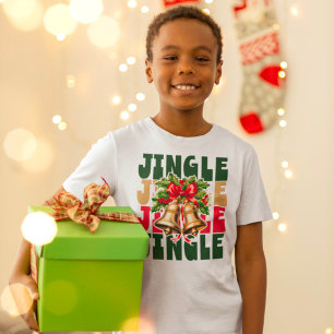 Jingle Jingle Vintag Gold Bells & Holly T - Shirt
