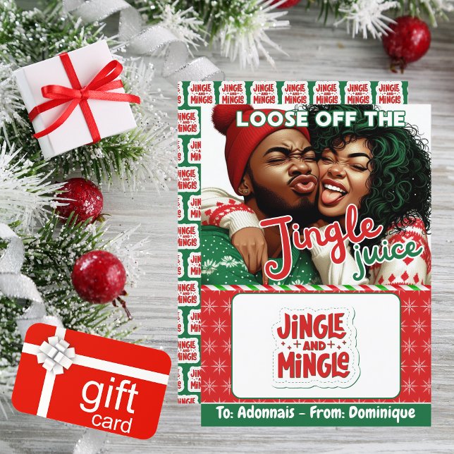 Jingle Juice Funny Weihnachtsgeschenk Kartenhalter Einladung (Loose off the Jingle Juice! African American Christmas Gift Card Holder  )