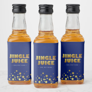 Jingle Juice   Spaß Weihnachten Blau & Gold Alkoholflaschenetikett