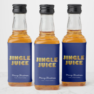 Jingle Juice   Spaß Weihnachten Blau & Gold Alkoholflaschenetikett