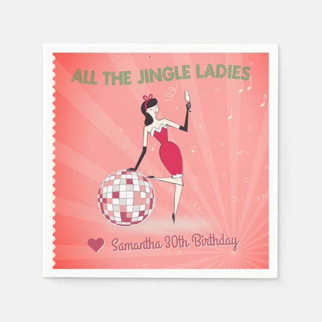 Jingle Ladys Night Out Retro Diskothek Ball Holida Serviette (Vorderseite)