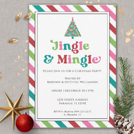 Jingle & Mingle Bright Retro Christmas Party Einladung