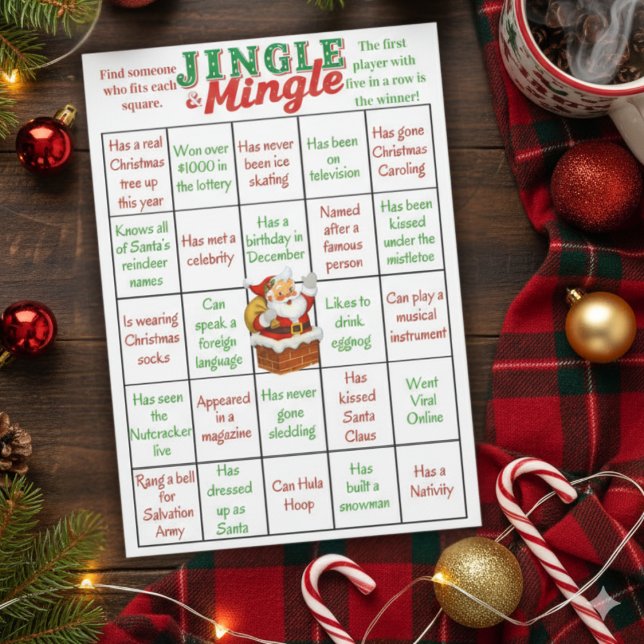 Jingle & Mingle Christmas Bingo Game Card Einladung (Jingle & Mingle Christmas Bingo Game Card)