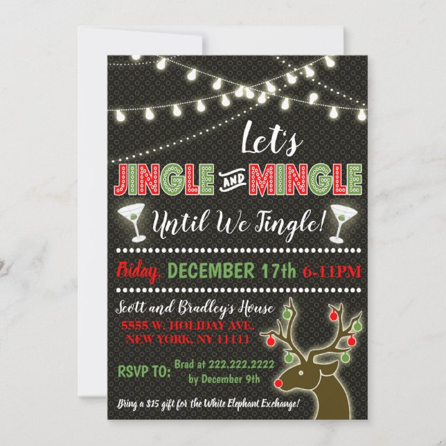 Jingle & Mingle Christmas Party Einladung (Vorderseite)