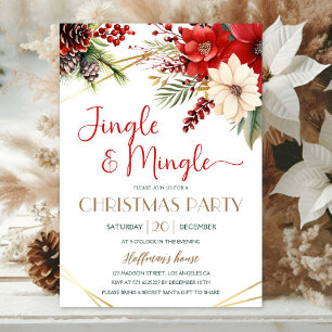 Jingle & Mingle Christmas Party Red Poinsettia Einladung