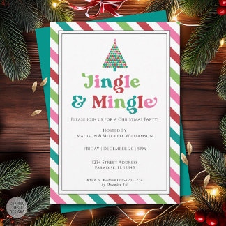 Jingle & Mingle Frohe Retro-Weihnachtsfeier Einladung