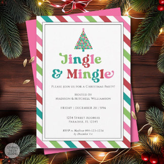 Jingle & Mingle Frohe Retro-Weihnachtsfeier Einladung