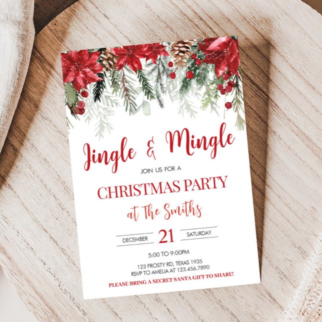 Jingle & Mingle Holiday Berries Weihnachtsfest - P Einladung (Holiday Jingle and Mingle Berries Christmas Party Invitation)