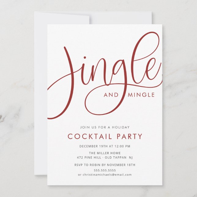 Jingle & Mingle Holiday Cocktail Party Einladung (Vorderseite)