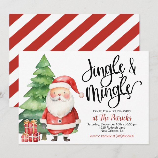 Jingle & Mingle Holiday Party Einladung (Vorne/Hinten)