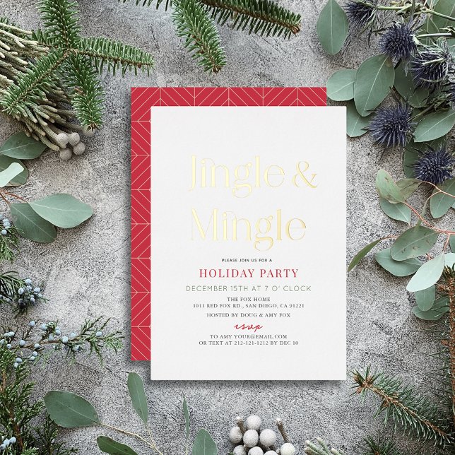 Jingle & Mingle Minimal Christmas Holiday Party Folieneinladung (Von Creator hochgeladen)