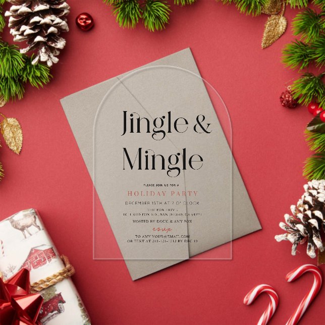Jingle & Mingle Minimal Weihnachtsfeier Acryleinladungen (Insitu (Feiertag))