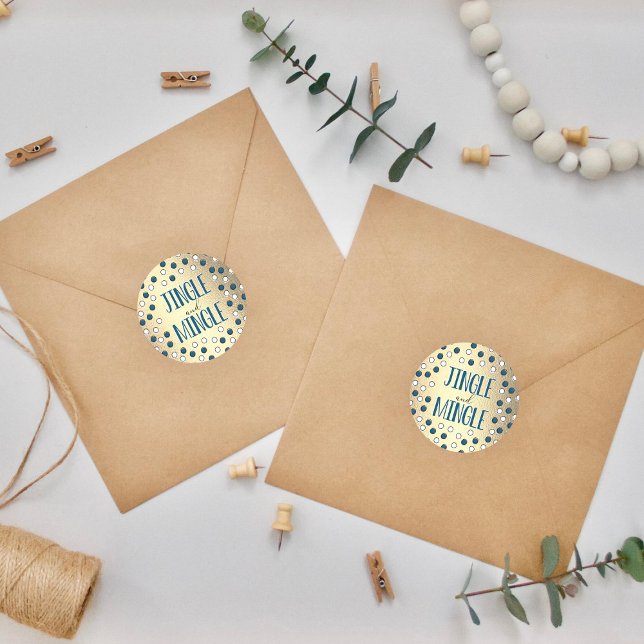 Jingle & Mingle Modern Holiday Party Runder Aufkleber (Von Creator hochgeladen)