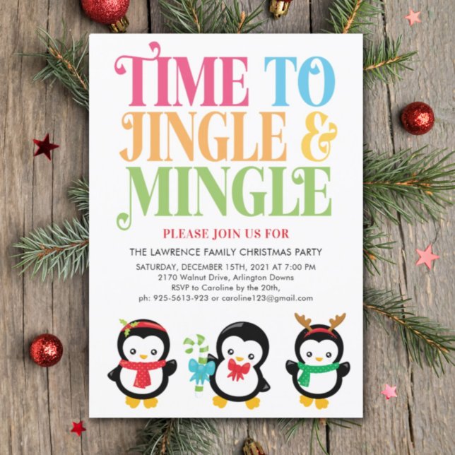 Jingle & Mingle Penguin Fun Weihnachts-Party Einladung (Von Creator hochgeladen)
